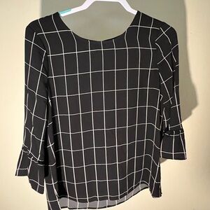 Adrianna Pappell Black and White Grid Top